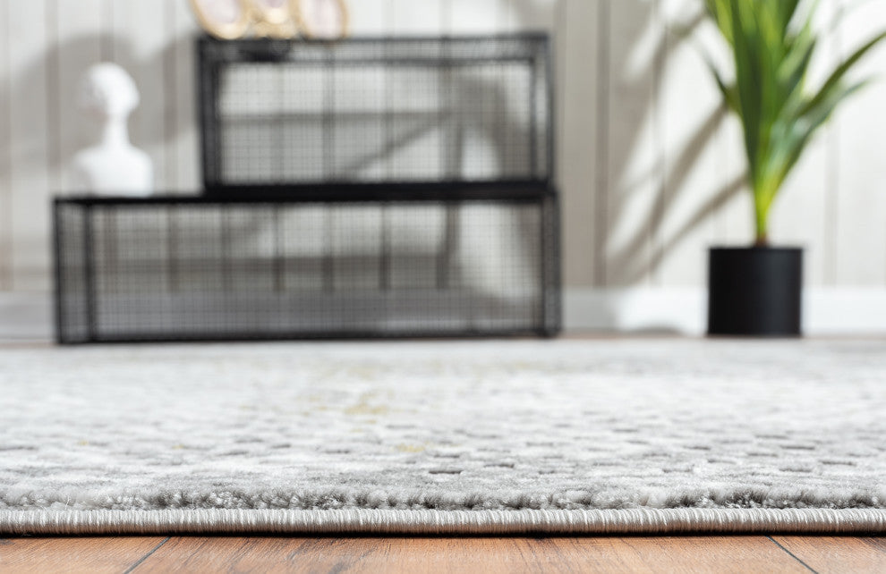 Abani Luna LUN110A Contemporary Grey Distressed Mesh Dot Area Rug