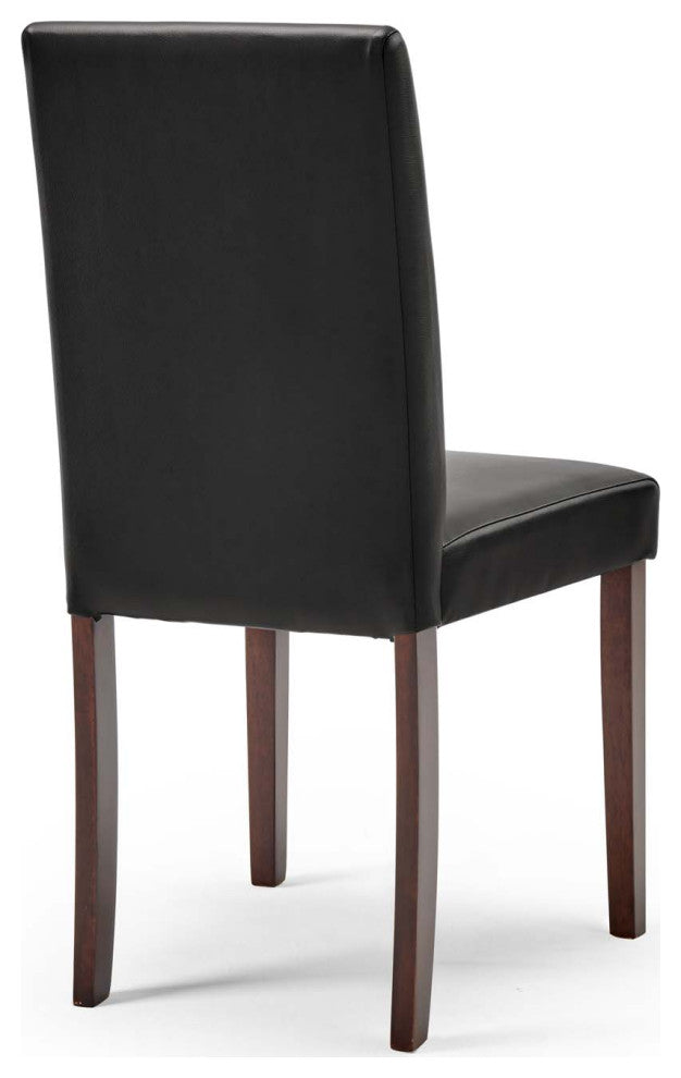 Side Dining Chair and Table Set, Faux Leather, Drak Brown Black, Modern, Bistro