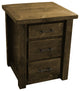 Barnwood Style Timber Peg 3-Drawer Nightstand, Woodland Smoke