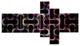 Colorful Unusual Metal Grill, Abstract Wall Art Canvas, 60"x32", 5 panels