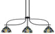 Cavella 3 Light Island Light, Matte Black Finish, 7" Blue Mosaic Art Glass