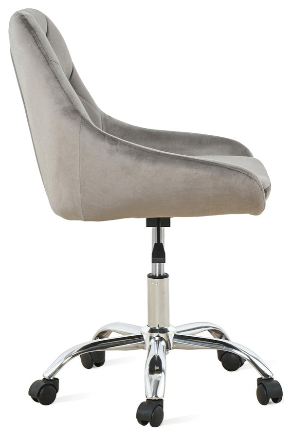 Gray Tufted Velvet Swivel Adjustable Height Office Desk Chair