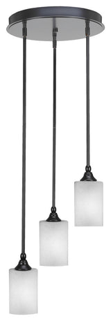 Empire 3-Light Cluster Pendalier, Matte Black/Square White Muslin