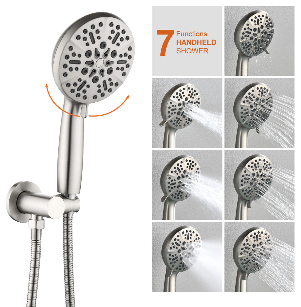 Waterfall Tub Spout Shower System, Handheld Shower Head, Brushed Nickel