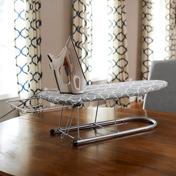 Steel Top Table Top Ironing Board With Iron Rest