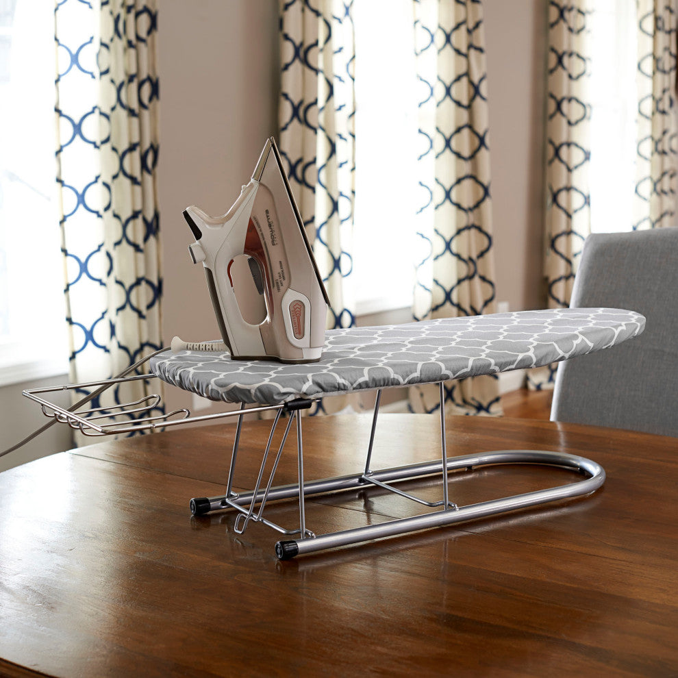 Steel Top Table Top Ironing Board With Iron Rest