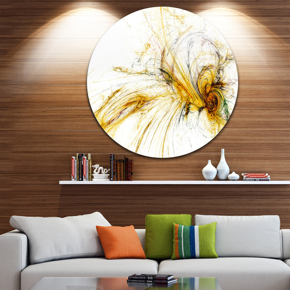 Yellow Spiral Galaxy, Abstract Digital Art Disc Metal Wall Art, 23"