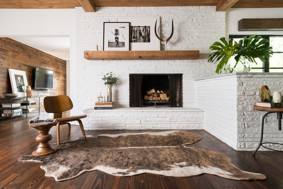 Southwestern Faux Cowhide Grand Canyon Area Rug, Camel/Beige, 3'10"x5'
