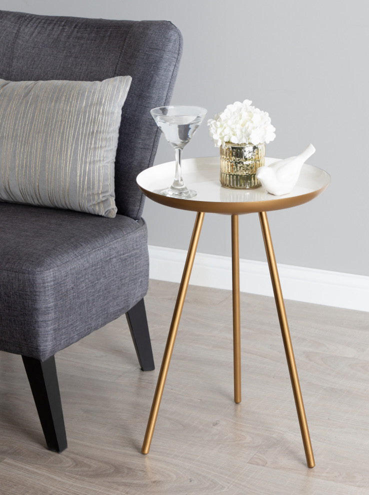 Laranya Round Metal Side Table, Gold