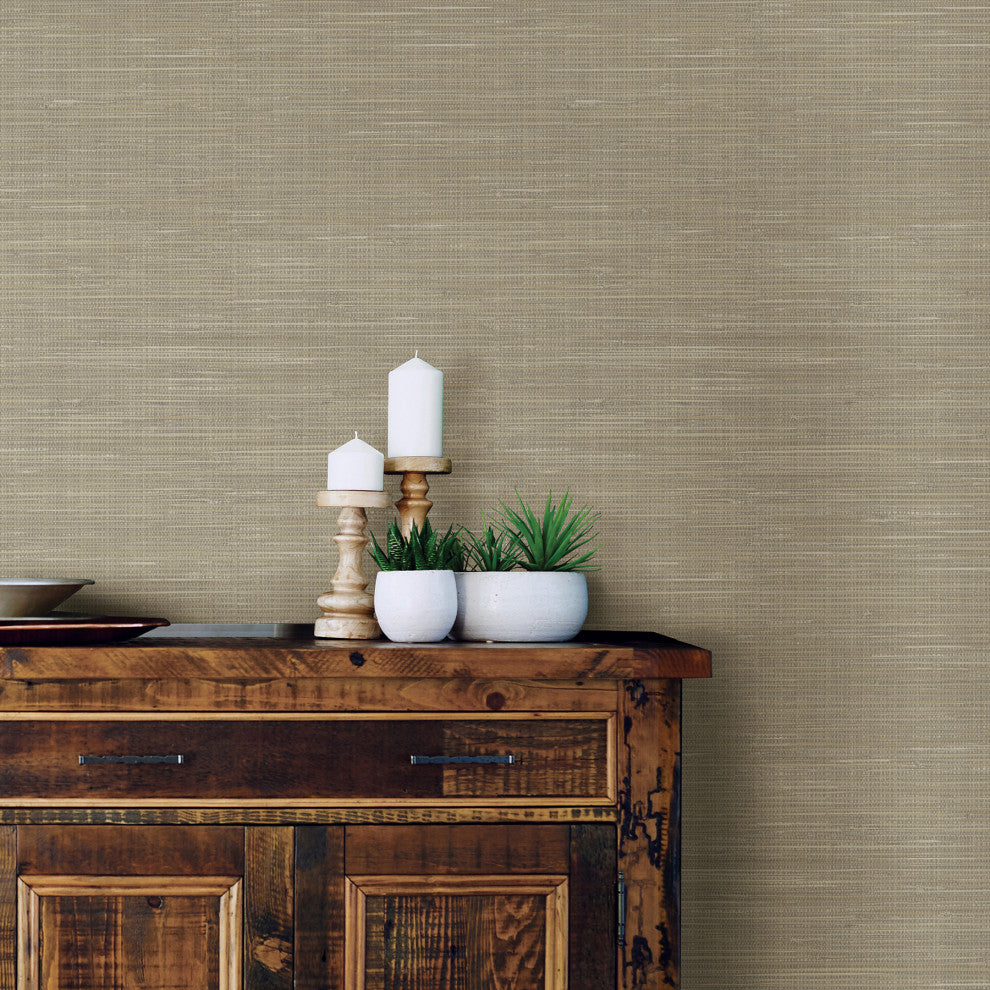 Wheat Grasscloth Raised Ink Peel and Stick Wallpaper, Bolt
