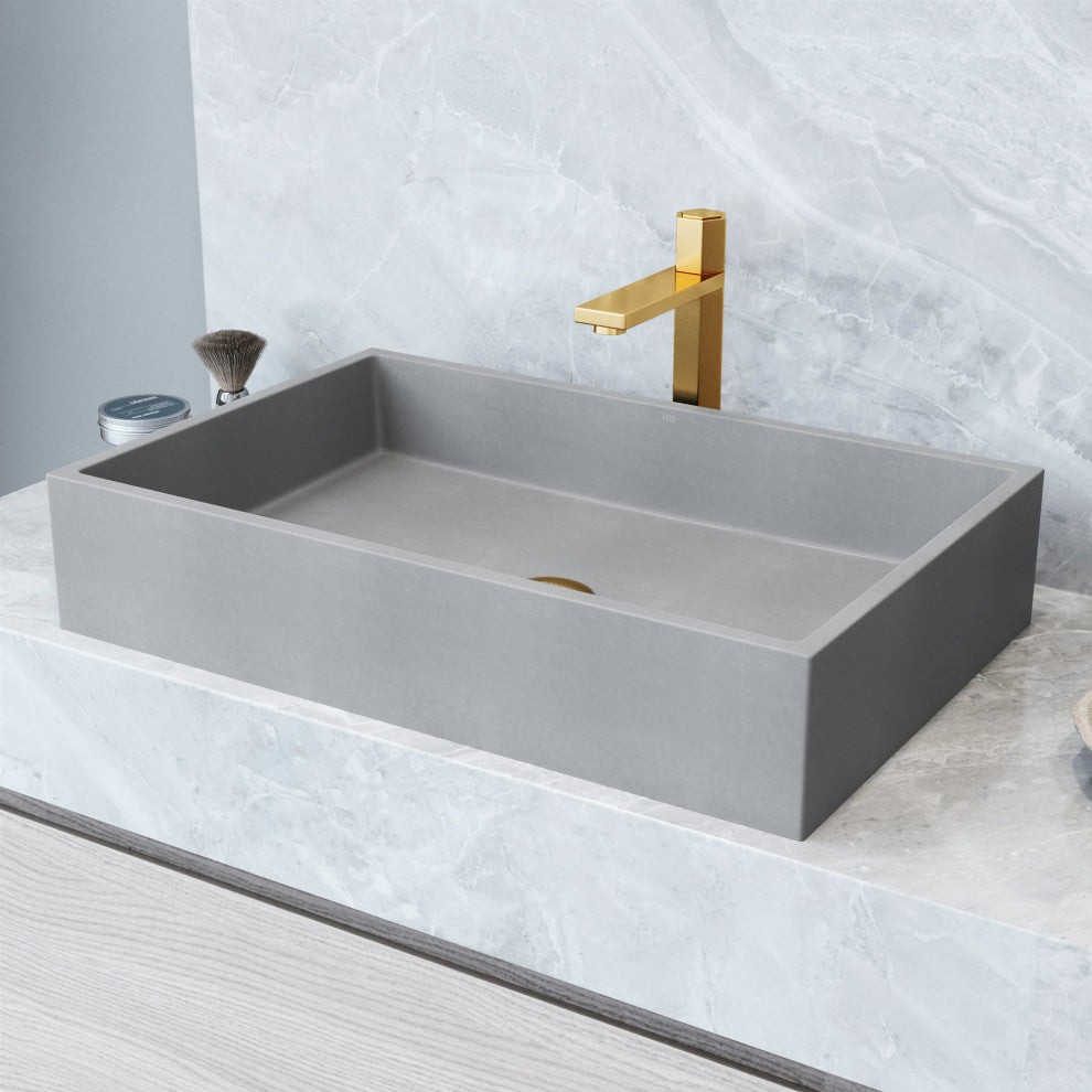 VIGO Orvieto 24"L x 15"W x 5"H Concreto Stone Rectangular Bathroom Vessel Sink