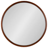 McLean Round Wood Framed Wall Mirror, Walnut Brown 30 Diameter
