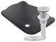 Rettangolare Clear Grey Scalloped Tempered Glass Vessel Sink and Drain, Brushed Nickel