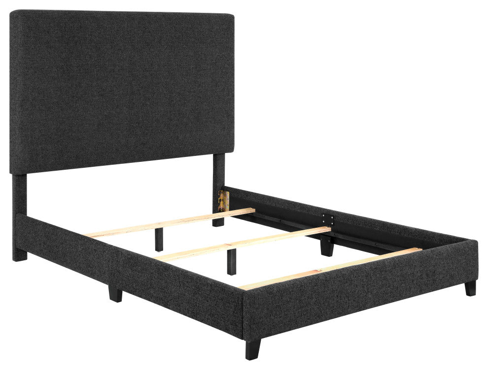 Legends Home Queen Size Charcoal Grey Upholstered Platform Bed