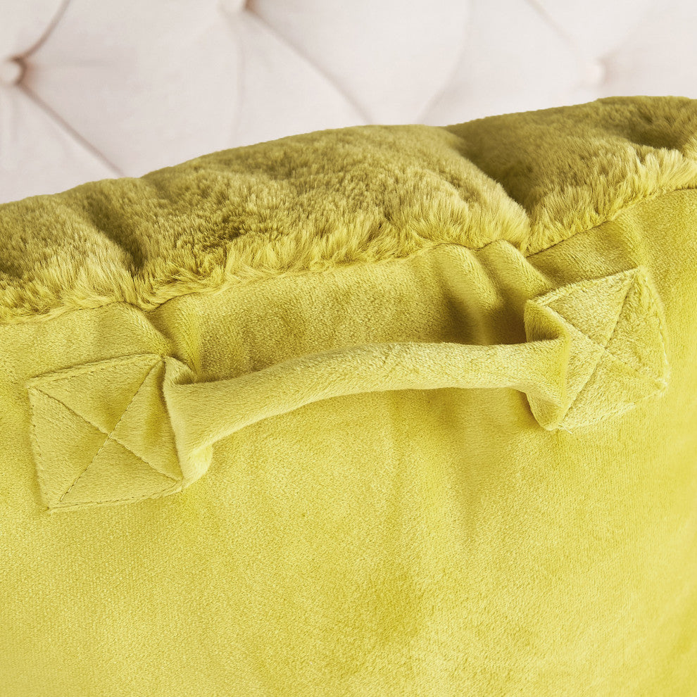 Fox Faux Fur Bedrest, Needs Assembly, Lemon Curry, 20"x18"x17"