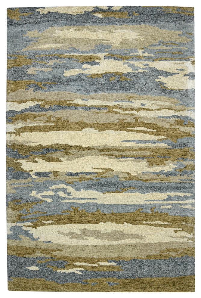 Abstract Gunter Area Rug, Water Blue, 9' x 13', Abstract