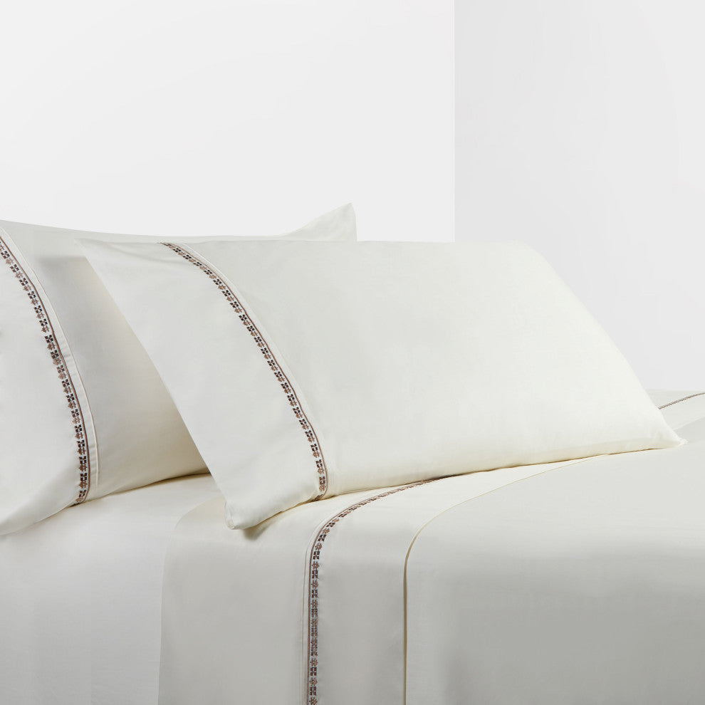 350TC Fair Isle Rustic Sheet Set, Queen, Cream, 4PC
