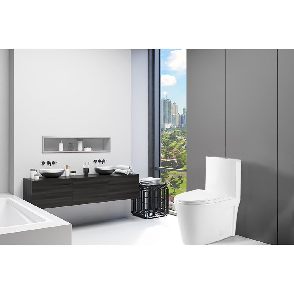 1.28 GPM White One-Piece Elongated Toilet,Soft Close Seat Included