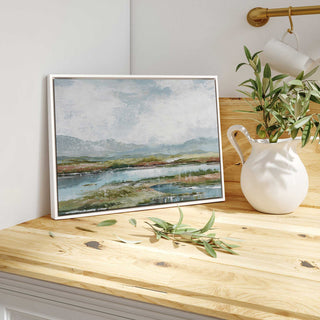 "Lakeside Afternoon Delight" - A Tranquil Waterscape for Refined Interiors
