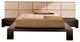 Yoko Bed With 2 Nightstands, Wenge With Natural Wood Panel, Queen