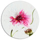Pink Flower With Stem And Bud, Floral Round Metal Wall Art, 11"