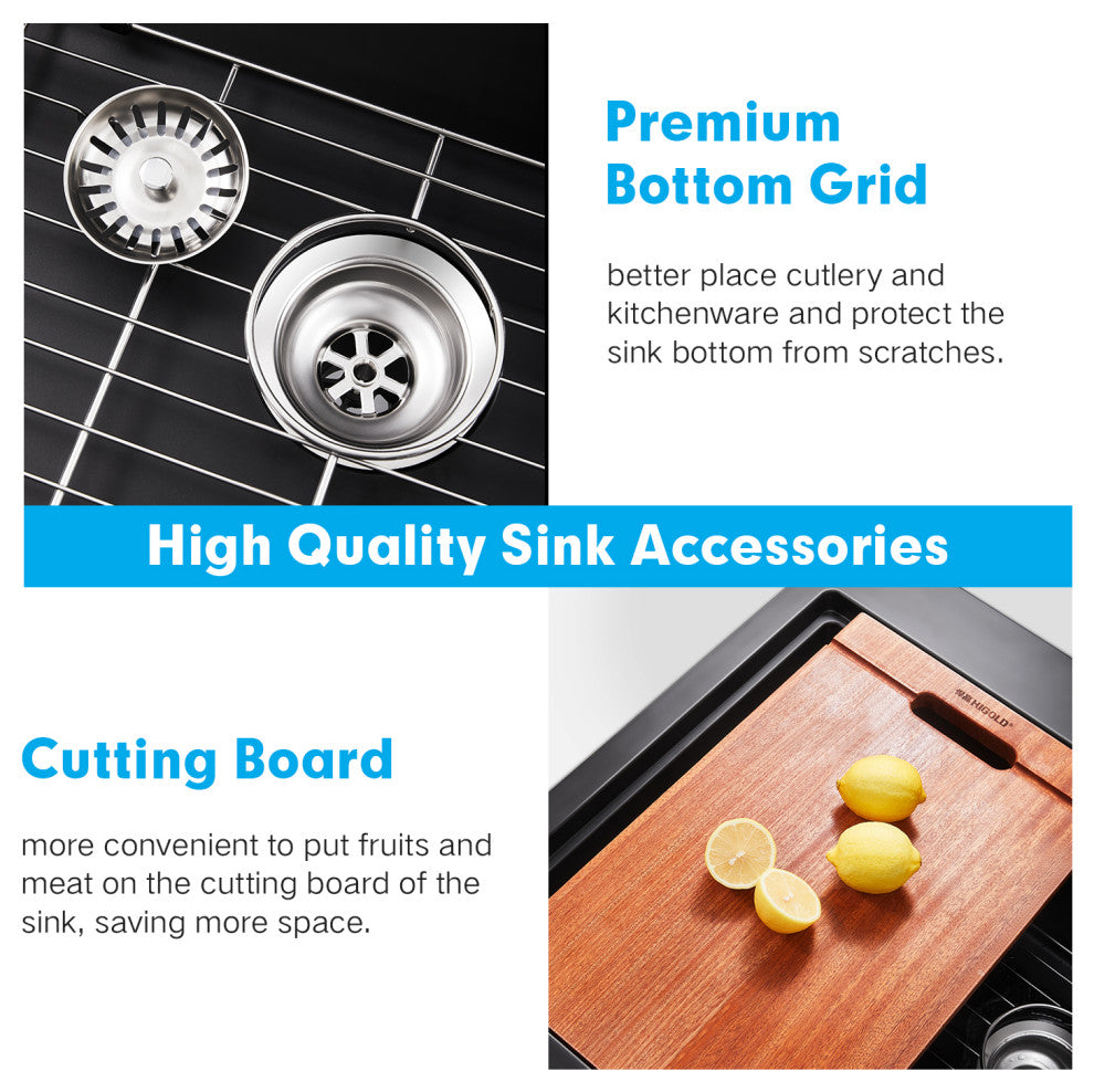 HIGOLD Single Bowl Undermount Kitchen Sink, Black