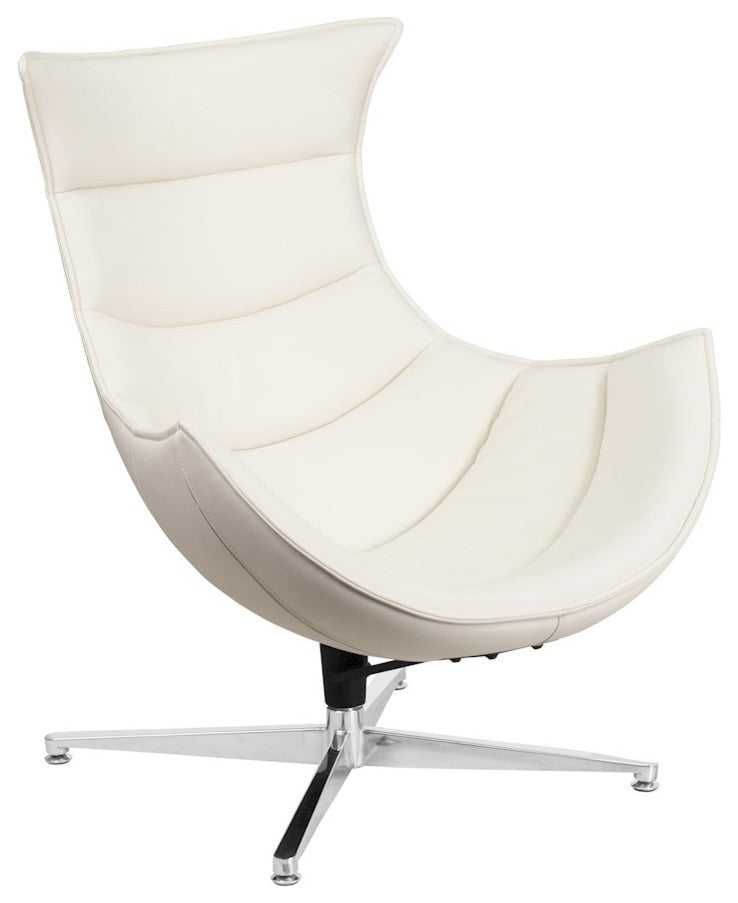 Creamy White LeatherSoft Swivel Cocoon Chair