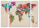 Michael Tompsett ''Typography World Map II'' Multi Panel Art Set, 32"x24"
