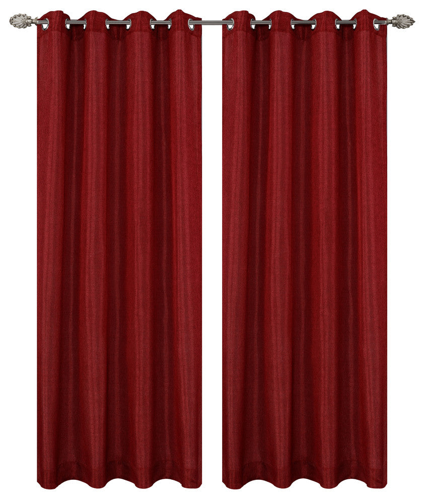 Tweed Drapery Curtain Panels with Grommets, Burgundy