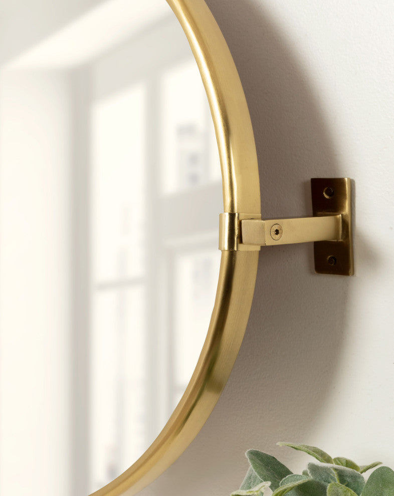 Taurus Pivot Wall Mirror, Gold, 26"x24"