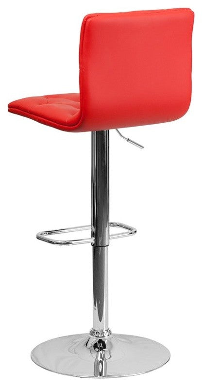 Estella Abby Mid-Back Tufted Red Vinyl Adjustable Barstool, Swivel