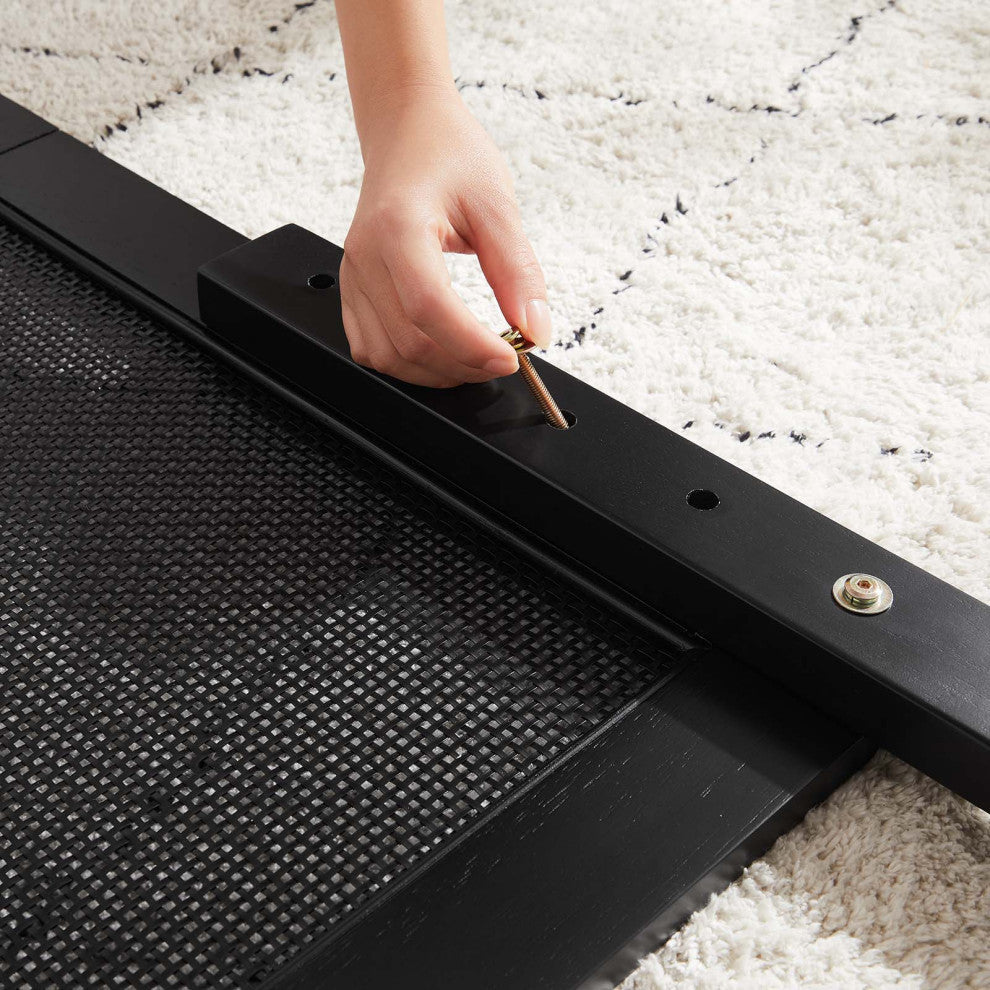 Sirocco Rattan and Wood Full Platform Bed, Black