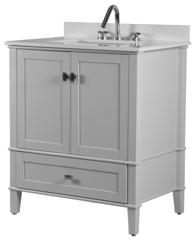 31" Single Vanity, Light Gray With Engineered Stone Top