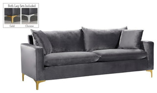 Home Square 2-Piece Furniture Set with Velvet Accent Chair and Sofa in Gray