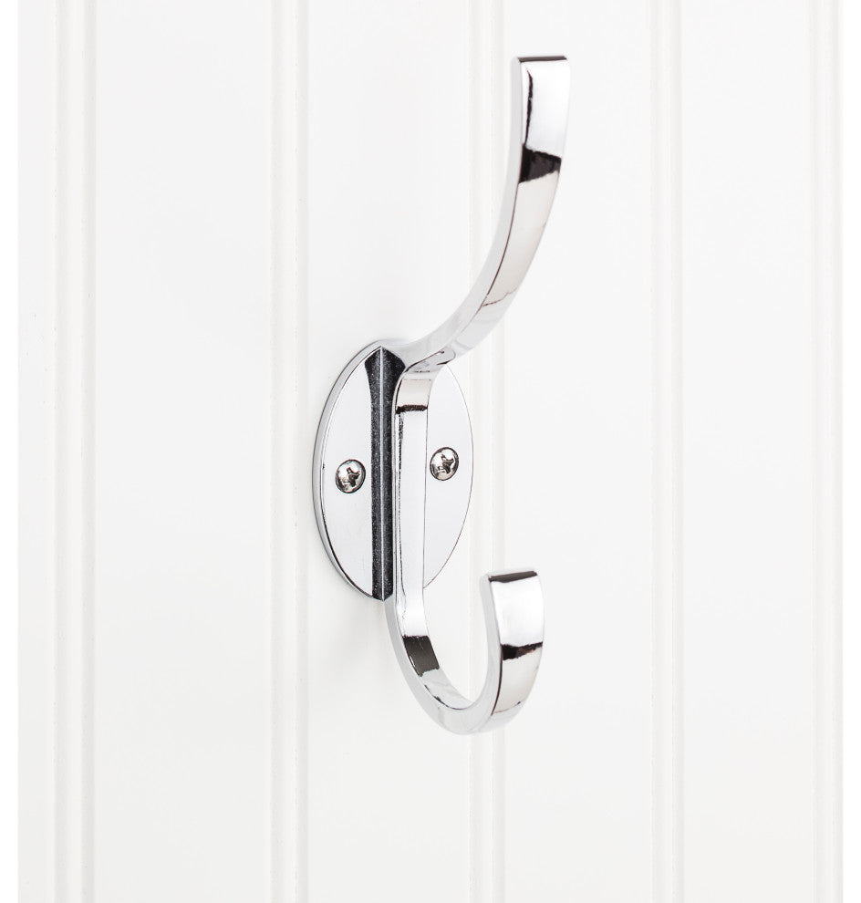 5-7/8" Double zinc wall mount hook. Finish: PC.
