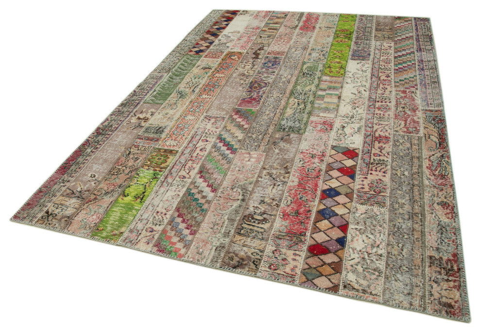 Rug N Carpet - Hand-Knotted Oriental 6' 7" x 9' 11" Over-dyed Patchwork Area Rug