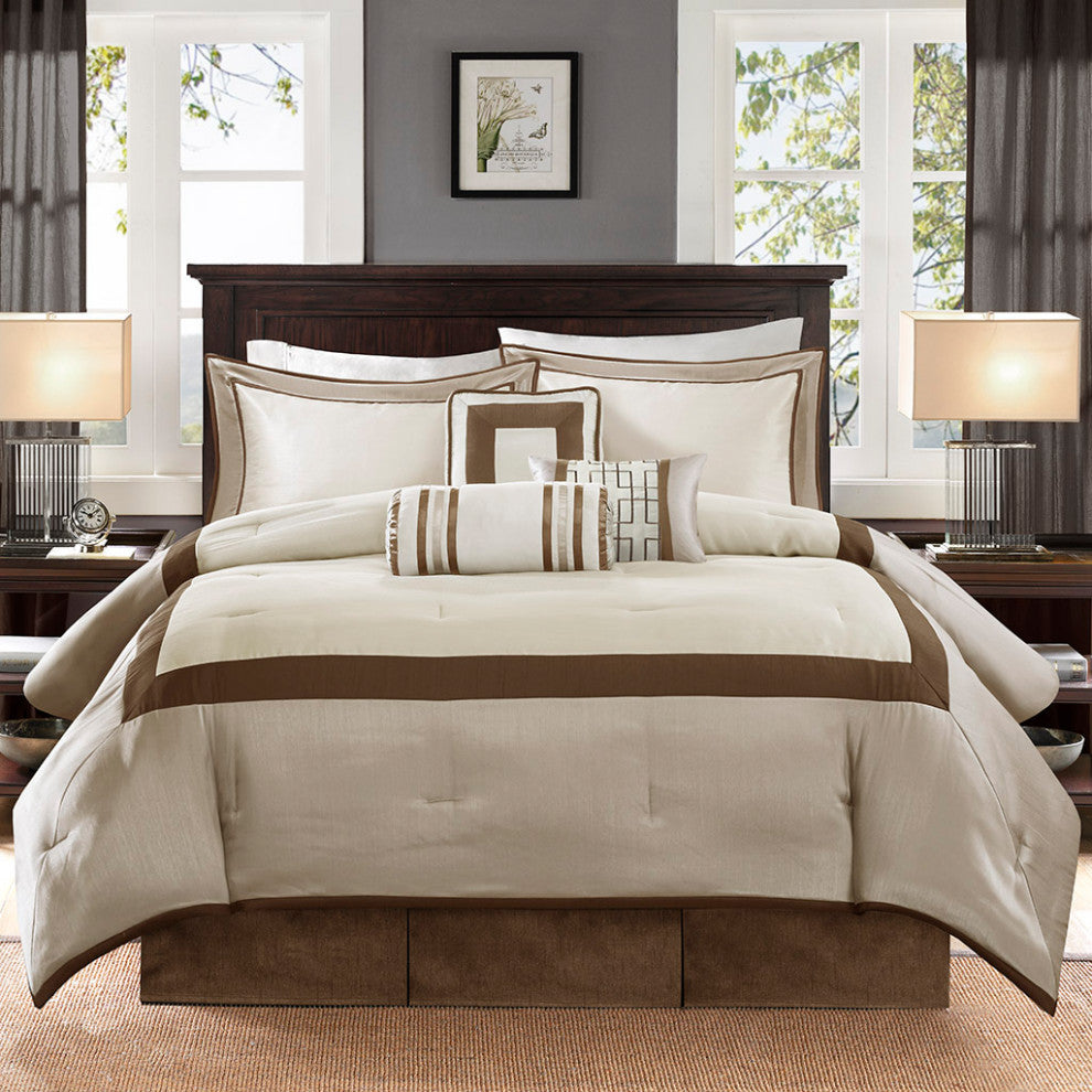 Madison Park Genevieve 7 Piece Comforter Set in Taupe/Brown