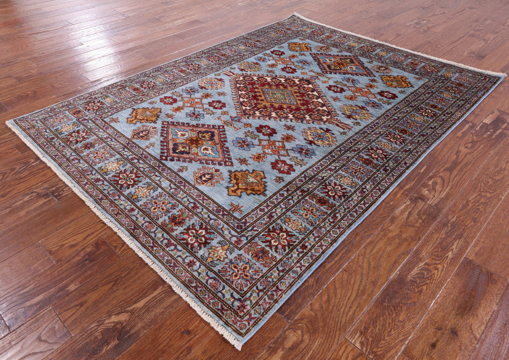 4' 11" X 6' 10" Super Kazak Hand-Knotted Wool Rug Q10919