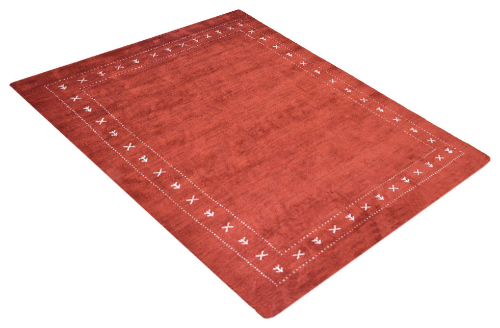 HAND KNOTTED LOOM SILK ECO-FRIENDLY RUGS-6'x9',Rectangle,Light Red,Contemporary