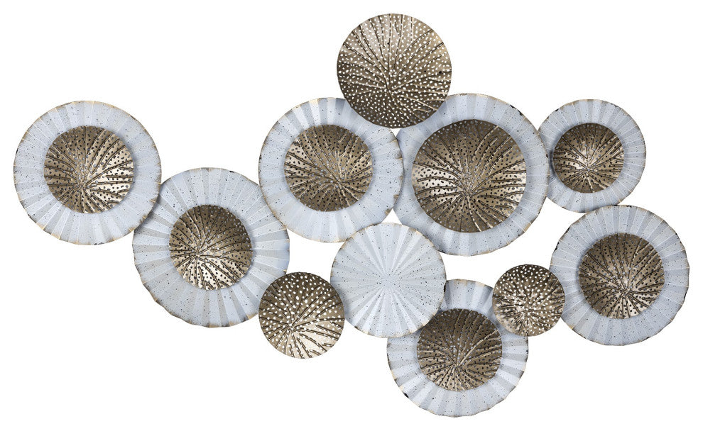 White and Gold Metal Plate Wall D"cor