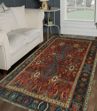 Vintage Distressed Fazal Red Rug