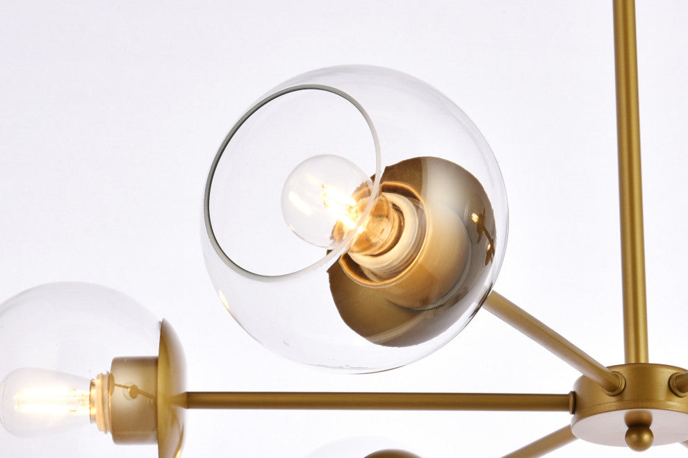 Brooke 30" Pendant, Brass With Clear Shade