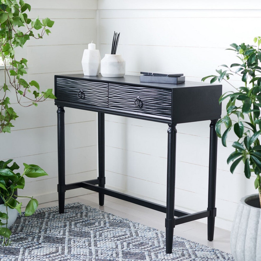 Safavieh Aliyah 2 Drawer Console Table, Black