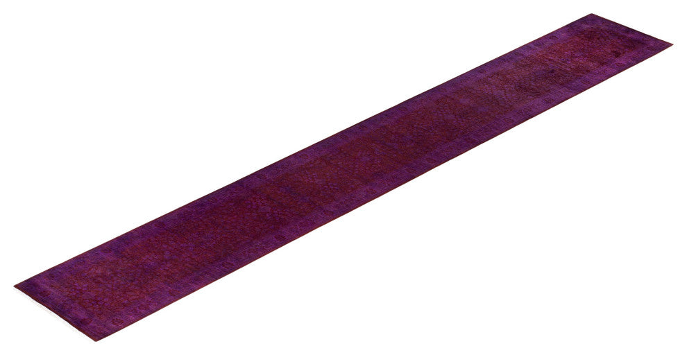 Overdyed One-of-a-Kind Hand-Knotted Area Rug Purple, 2' 8" x 18' 5"