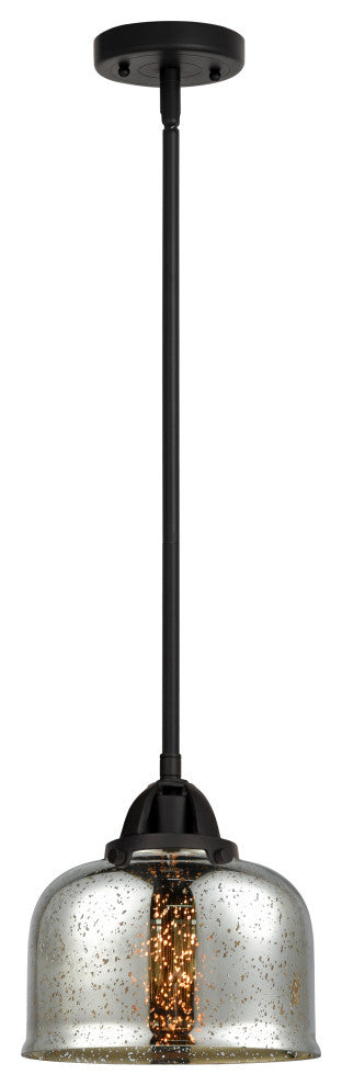 Large Bell Mini Pendant, Matte Black, Silver Plated Mercury