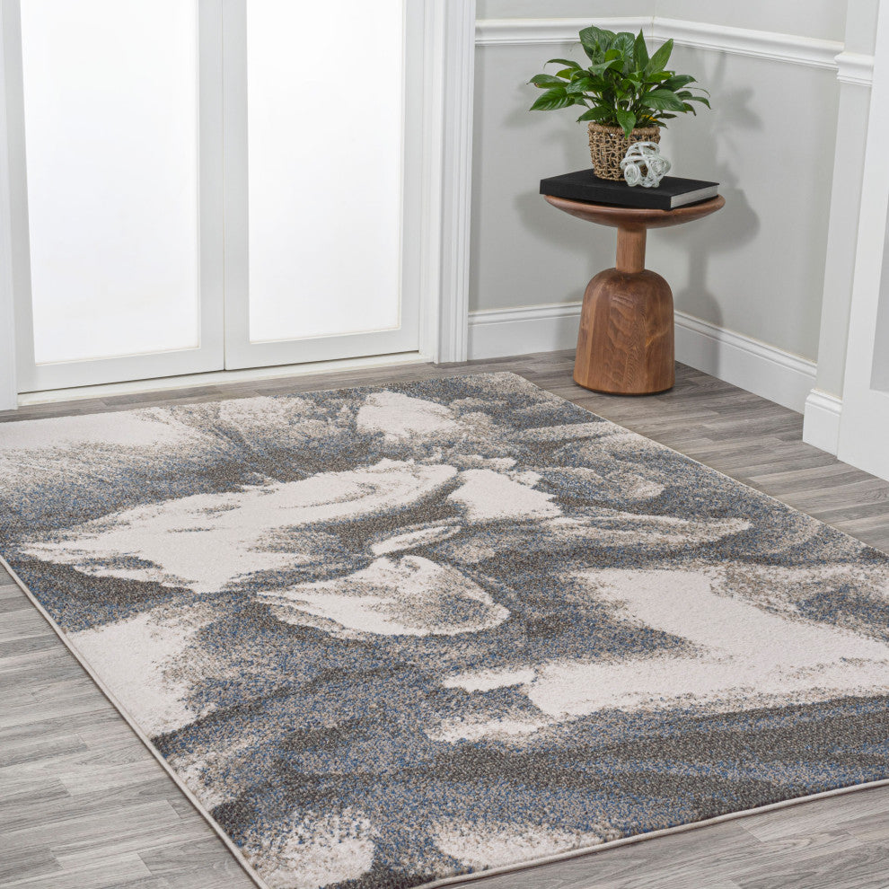Petalo Abstract Two-Tone Modern Gray/Cream 5 ft. x 8 ft. Area Rug