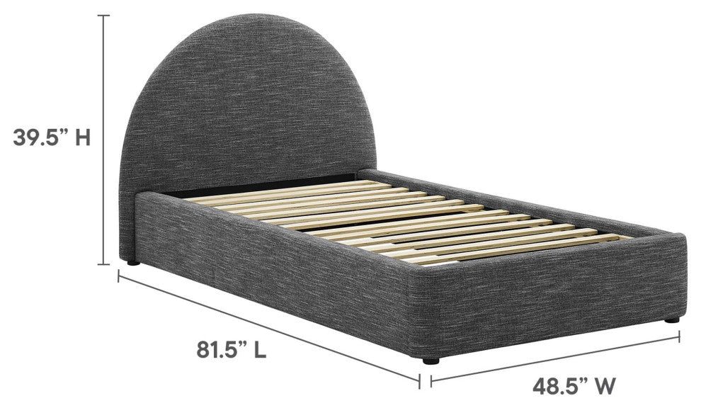 Resort Upholstered Fabric Arched Round Twin Platform Bed