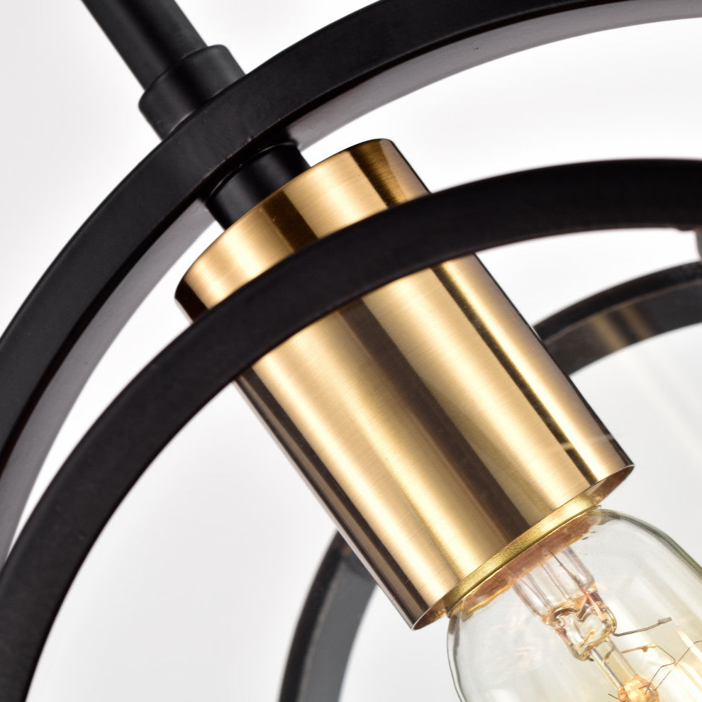 CHLOE Lighting CHRISTINE Transitional 1-Light Black/Burnished Brass Mini Pendant