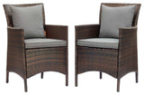 Conduit Outdoor Patio Wicker Rattan Dining Armchair Set of 2
