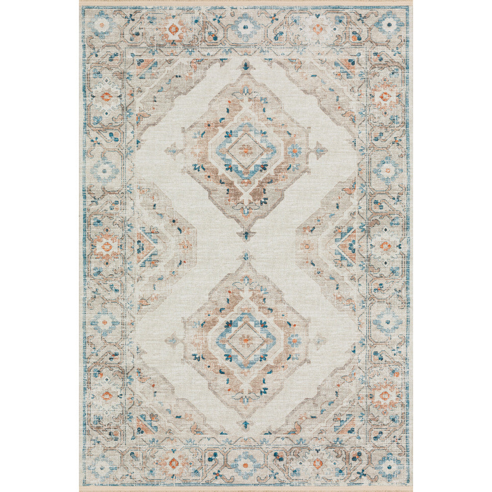 Indoor/Outdoor Marbella MB1 Ivory Machine Washable 9' x 12' Rug